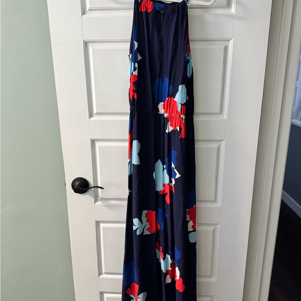 Floral Maxi Skirt - Navy and Red